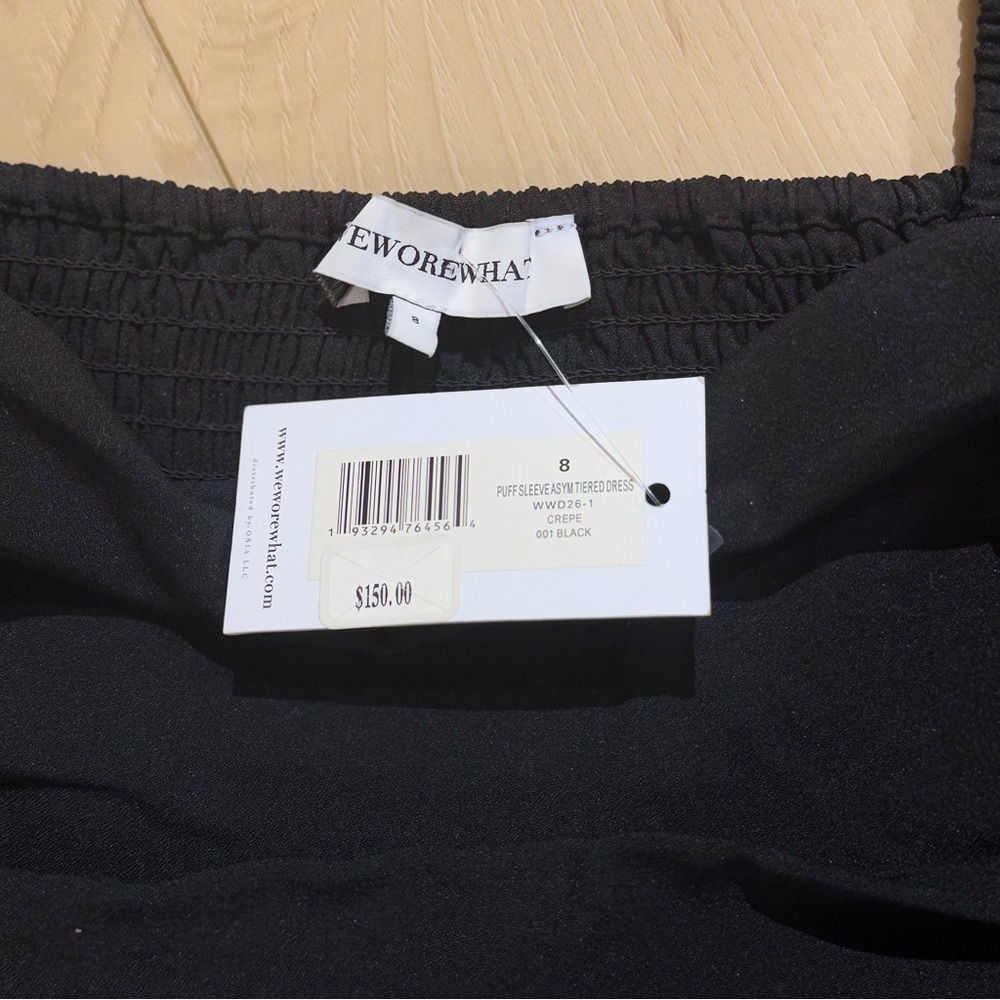 black weworewhat puff sleeve asymmetrical dress BNWT - Picture 8 of 12